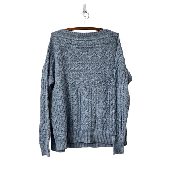 Polo Ralph Lauren Womens Blue Linen Blend Cable Knit Boatneck Sweater Size Large - Picture 5 of 6